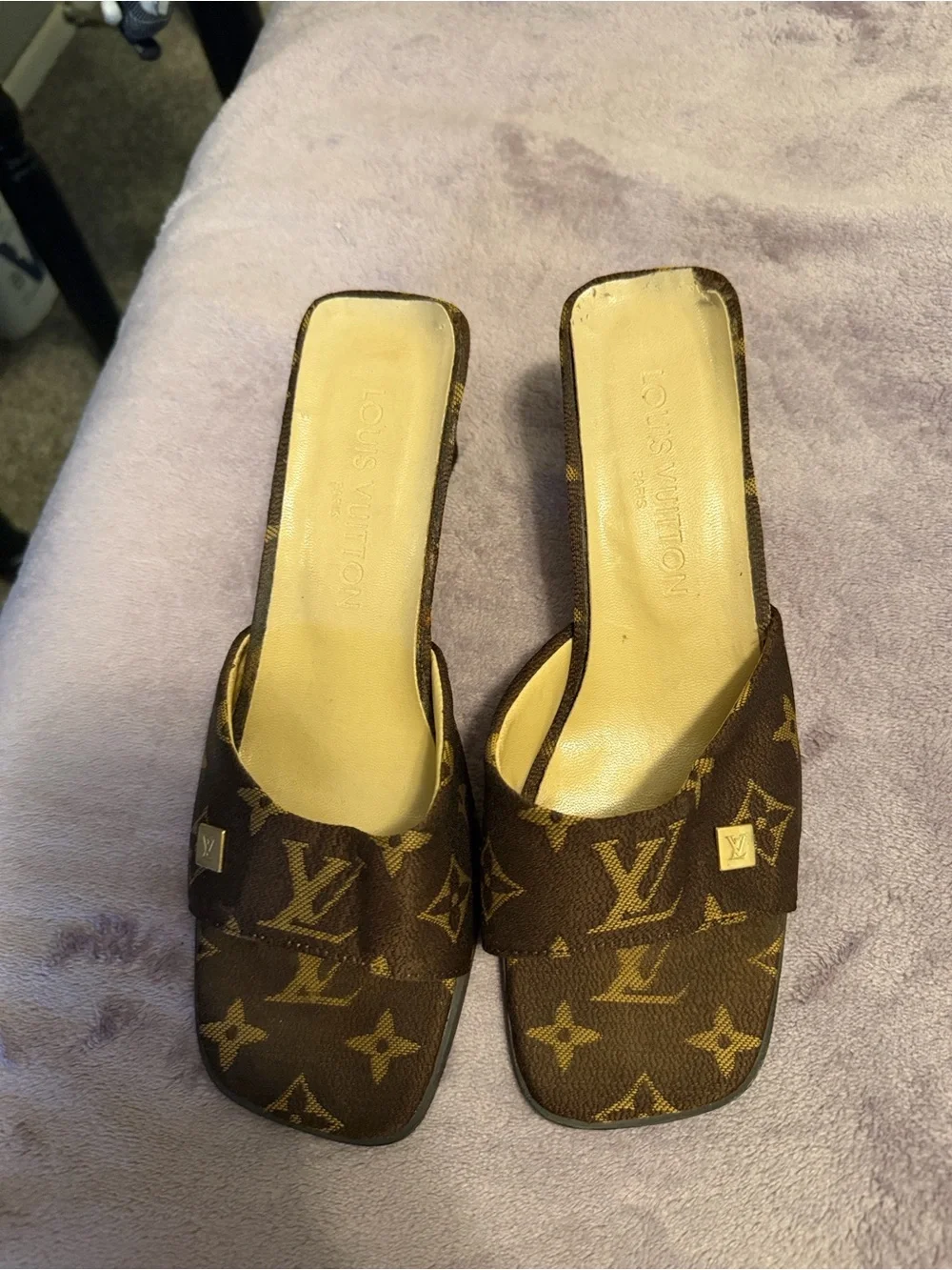 Louis Vuitton Brown Monogram Slide Mules